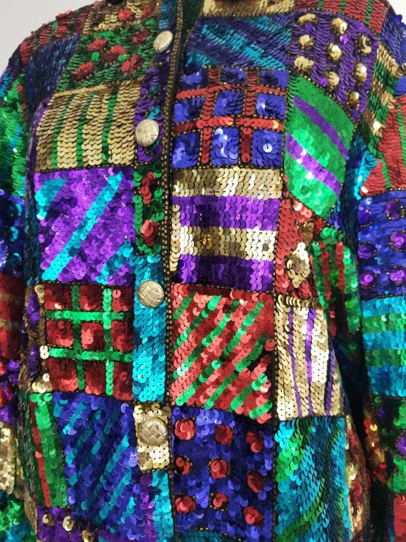Vintage Sequin Jacket / Rainbow / Novelty Jacket … - image 3