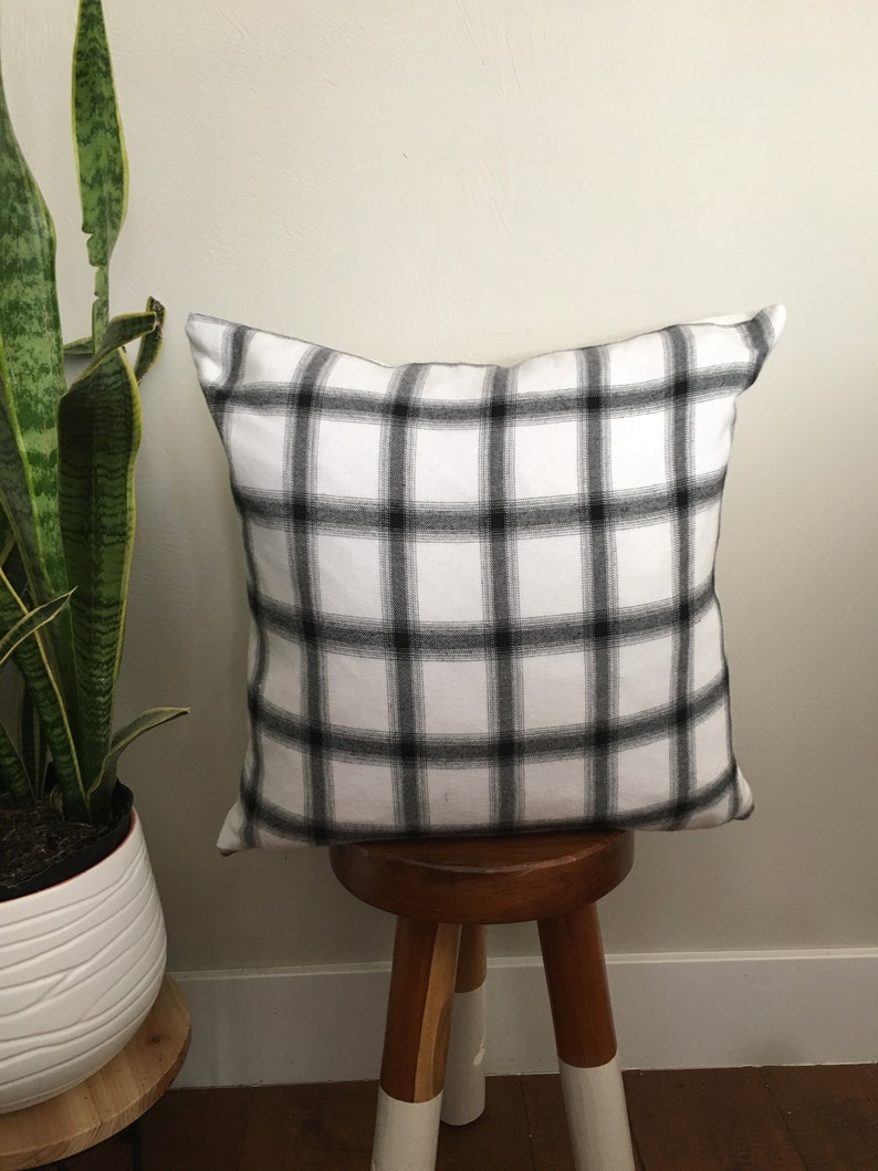 Black and white plaid Flannel pillow cover Etsy