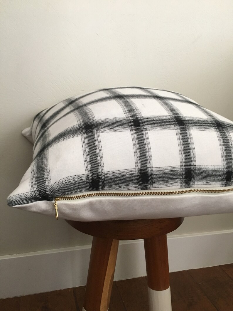 Black and White Plaid Flannel Pillow Cover Etsy
