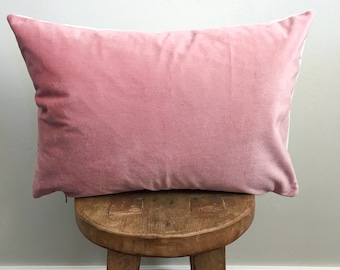 Blush pink velvet lumbar pillow cover