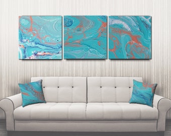 Aqua Abstract 1 Art Pillow