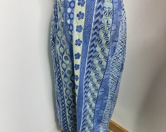 Vintage Blue Handmade Hawaiian Wrap Skirt