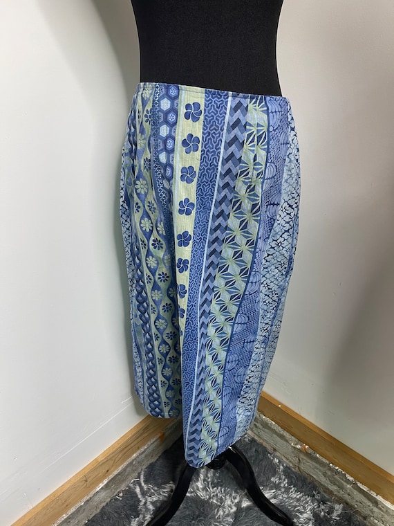 Vintage Blue Handmade Hawaiian Wrap Skirt