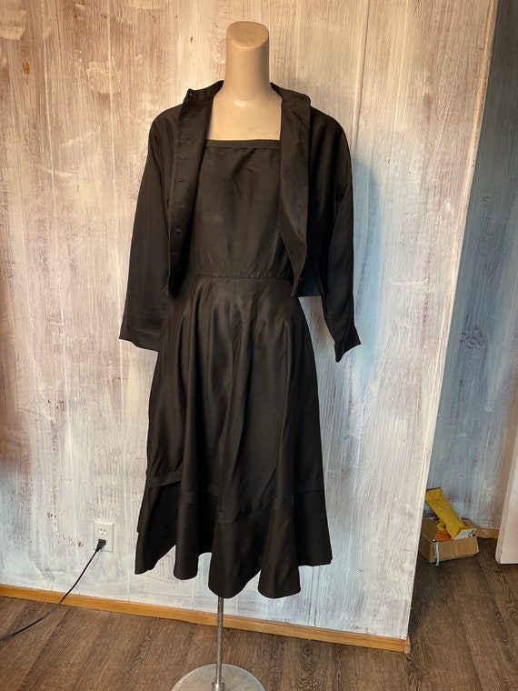 1960s Black L’Aiglon Dress and Shawl - image 1