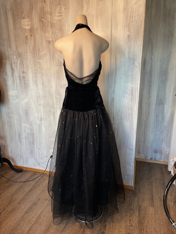 1950s Black Tulle and Velvet Handmade Dress - image 6