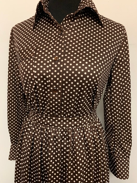 1980s brown polka dot skirt set! - image 2