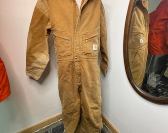 Carhartt Men's 40 R Insulated Brown Duck Coveralls Vtg USA Made