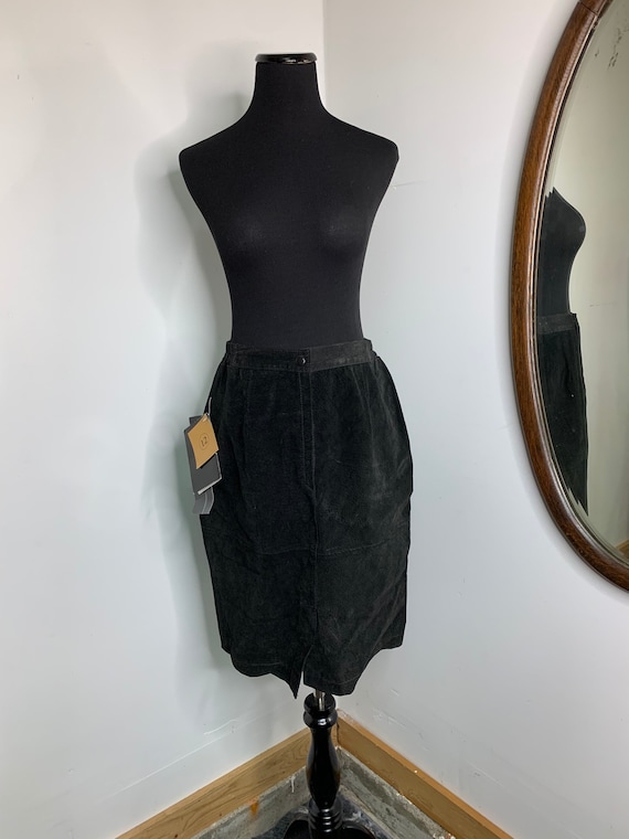 1990s Pelle Genuine Leather Suede Skirt - image 1