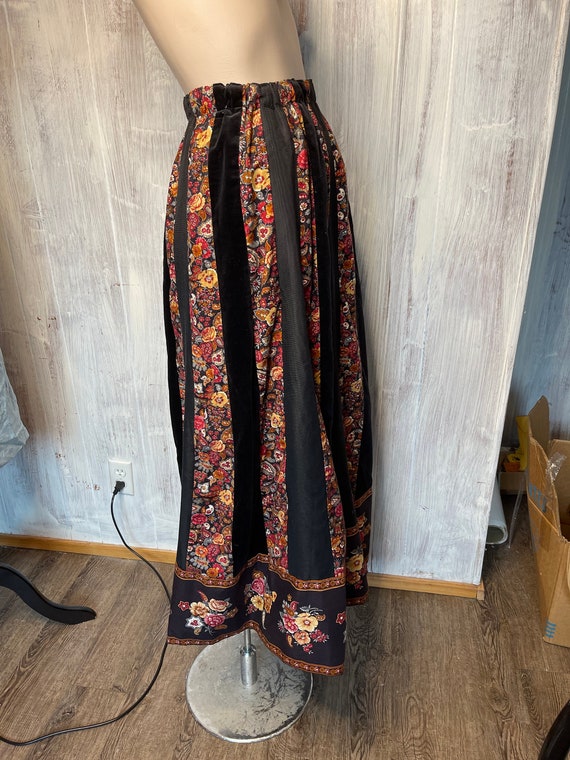 1990s Handmade Boho Velvet Skirt