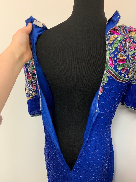 Vintage Beaded 100% Silk Laurence Kazon Dress - image 7