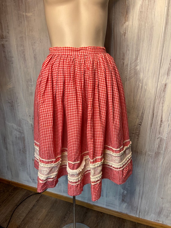 1960s Bobbie Brooks Gingham Cotton Skirt