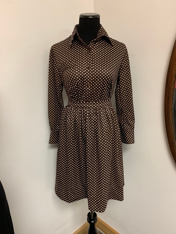 1980s brown polka dot skirt set! - image 1