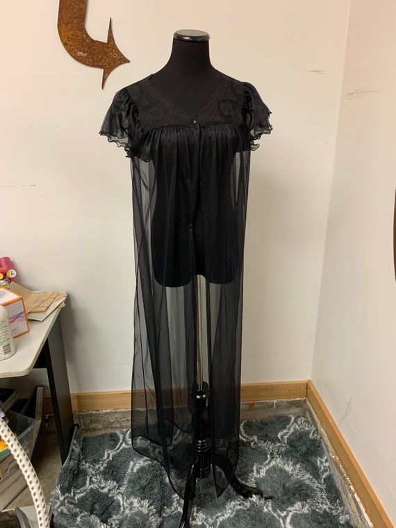 1960s Black Lingerie Robe !