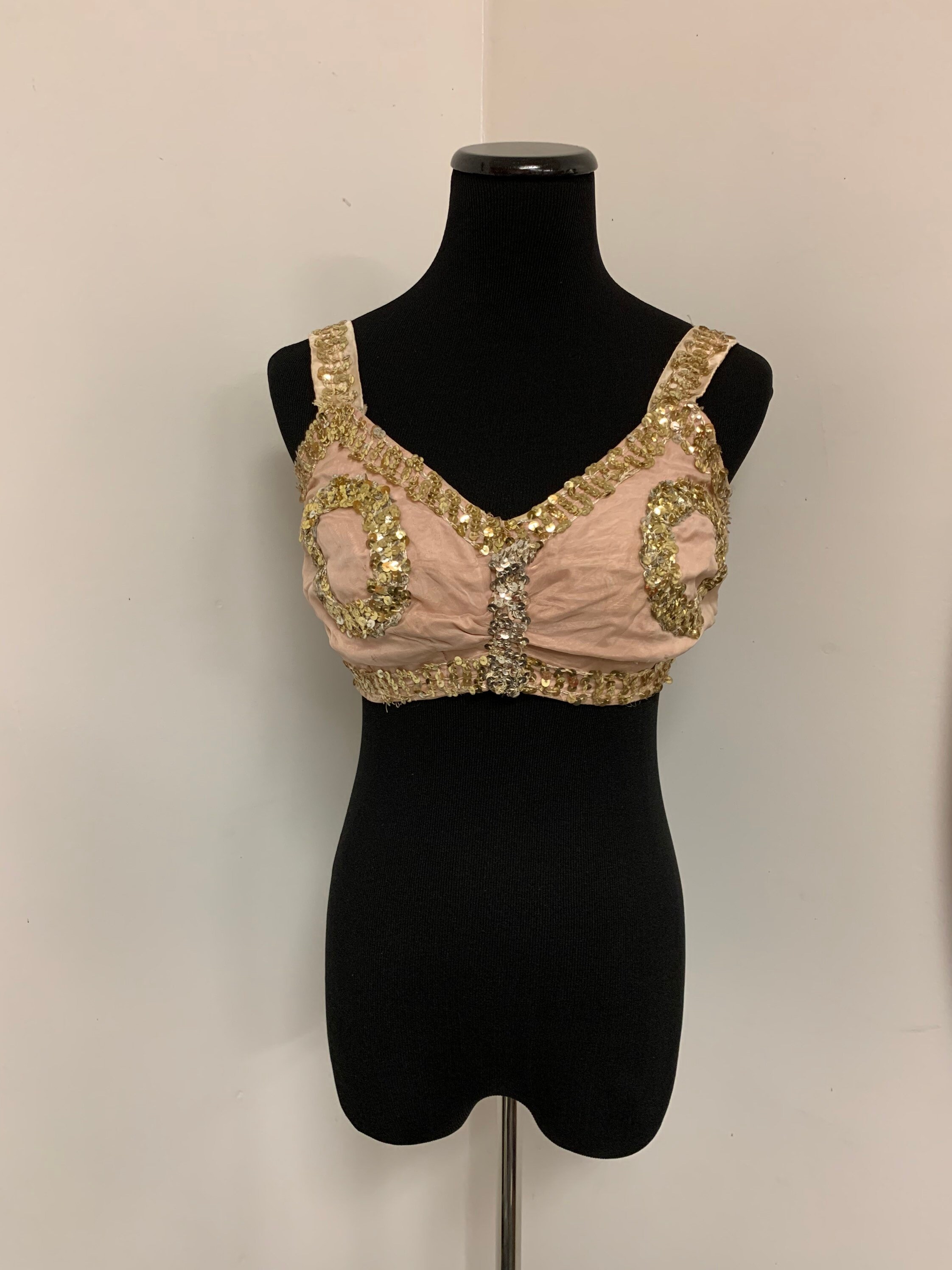 Vintage Bra 1930s/ 1940s Pink Taffeta Bra Lingerie Burlesque