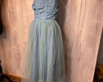 1960s Baby Blue Tulle Ballgown
