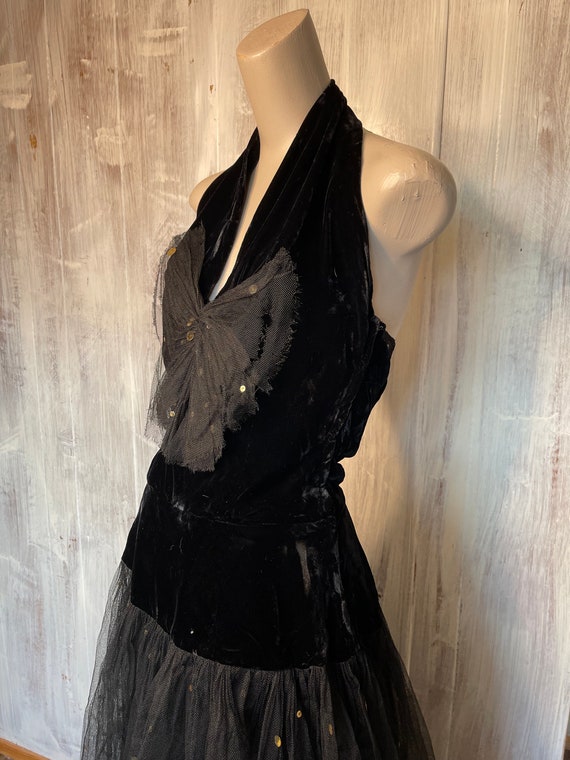 1950s Black Tulle and Velvet Handmade Dress - image 8
