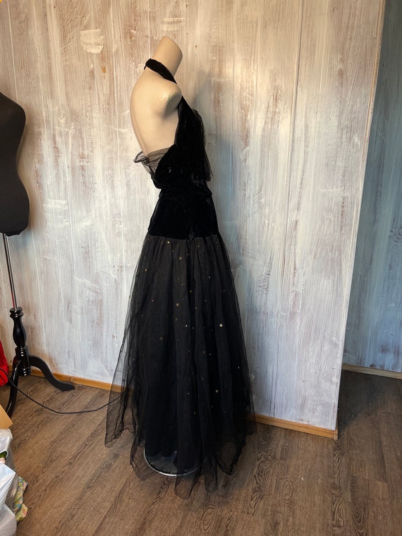 1950s Black Tulle and Velvet Handmade Dress - image 5