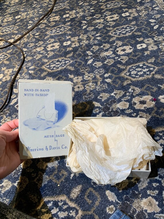 Vintage Whiting & Davis Co Mesh Bag with Box and … - image 6