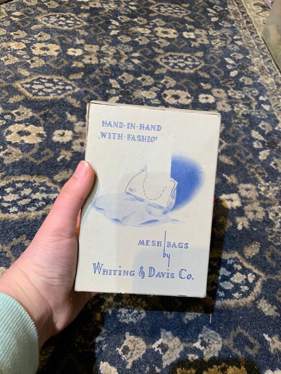 Vintage Whiting & Davis Co Mesh Bag with Box and … - image 2