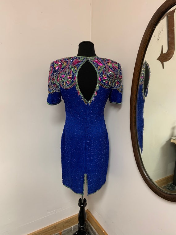 Vintage Beaded 100% Silk Laurence Kazon Dress - image 4