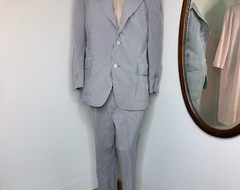 1970s Cricketeer Blue pinstripe suit with pants