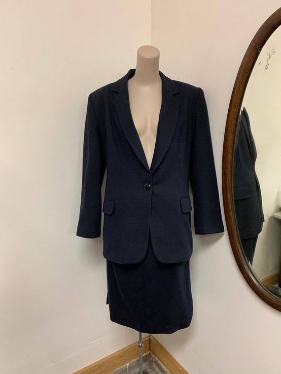 1970s Worthington Navy suit with pants AND skirt! - image 1
