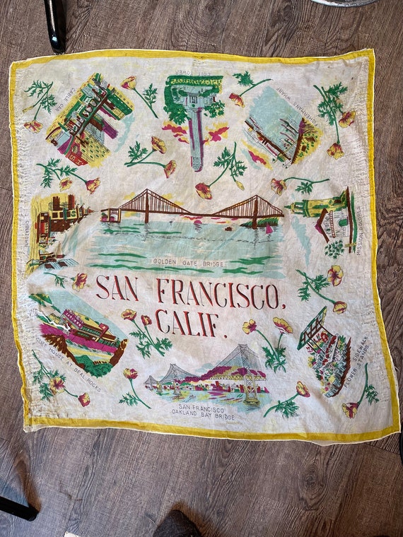 Vintage San Francisco California Silk Scarf