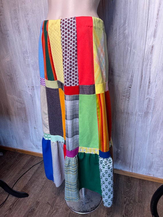 1990s Handmade Patchwork Skirt - image 1