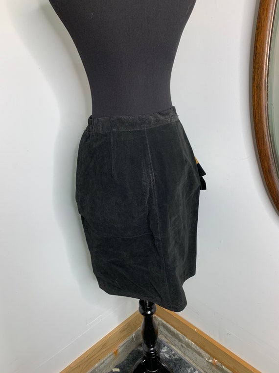 1990s Pelle Genuine Leather Suede Skirt - image 4