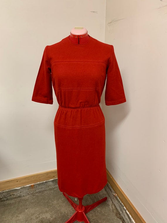 1950s Red Wool Working Dress!