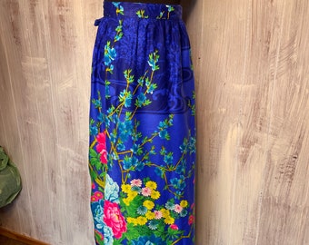 Vintage Blue Hawaiian Wrap Skirt