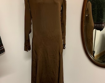 1930s Brown Shift Dress