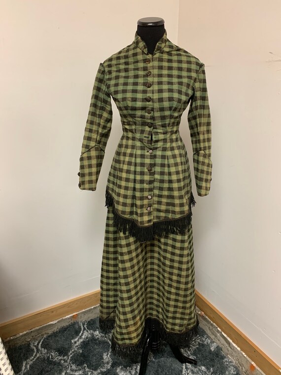 1860s Antique Victorian Civil War Era Wool Plaid D