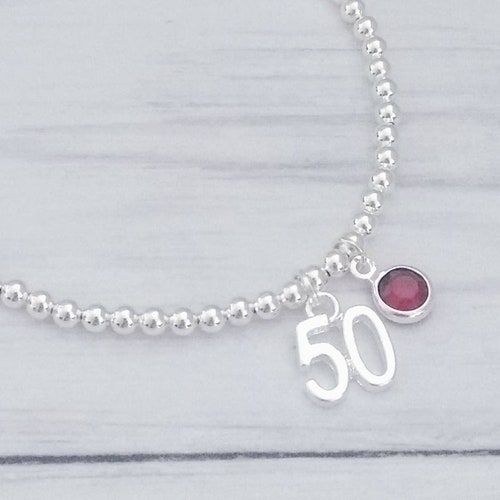 50th Birthday Gift for Women Sterling Silver Bracelet 50th Etsy
