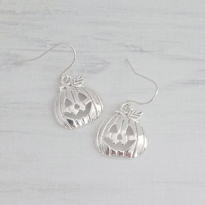 Halloween Pumpkin Earrings, Silver Plated Drop Earrings