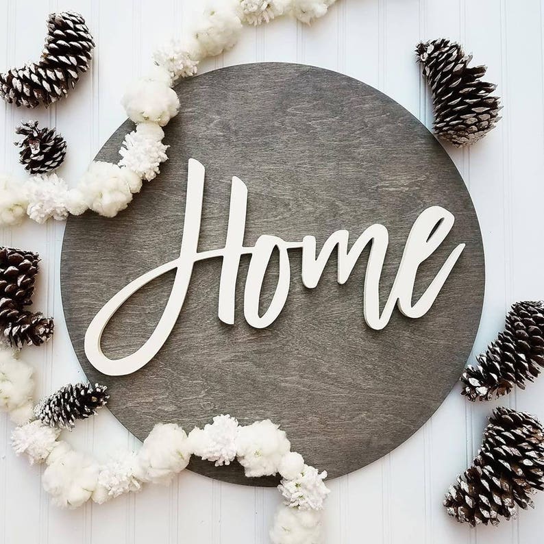 24 HOME Wood Sign interior Decor Word Cut Out Etsy