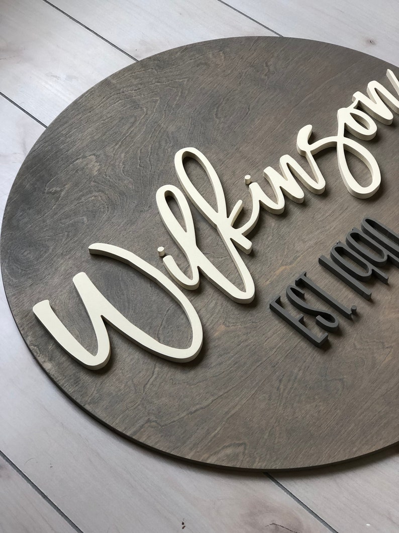 36 Round Wood Name Sign Custom Name Wood Sign Wood Etsy