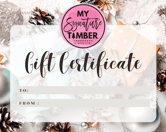 Gift Card- For My Signature Timber's Etsy Shop | Gift Certificate | Christmas | Present | Personalized | Custom | Wood Sign | Family | Kid