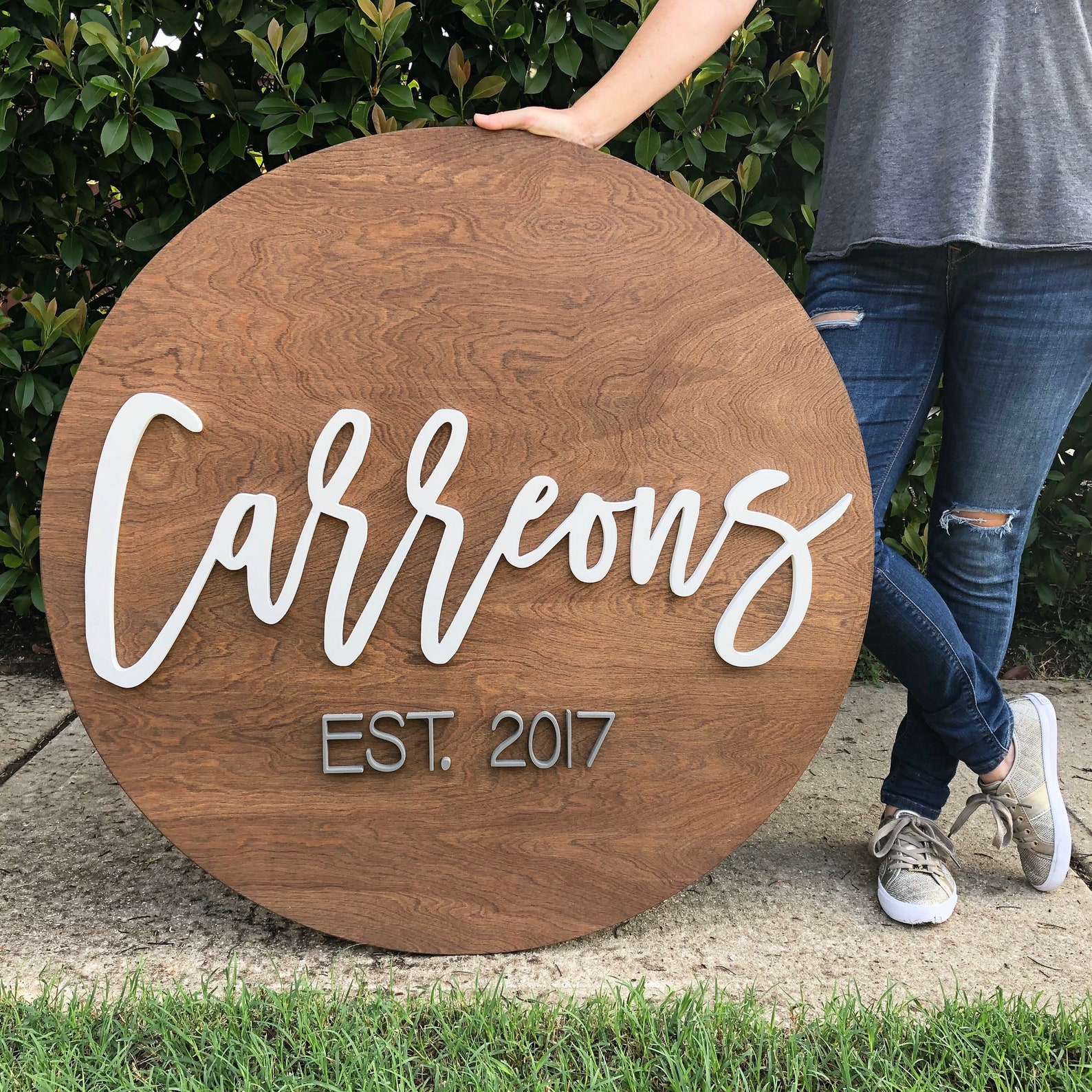 36 Round Wood Name Sign Custom Name Wood Sign Wood Etsy