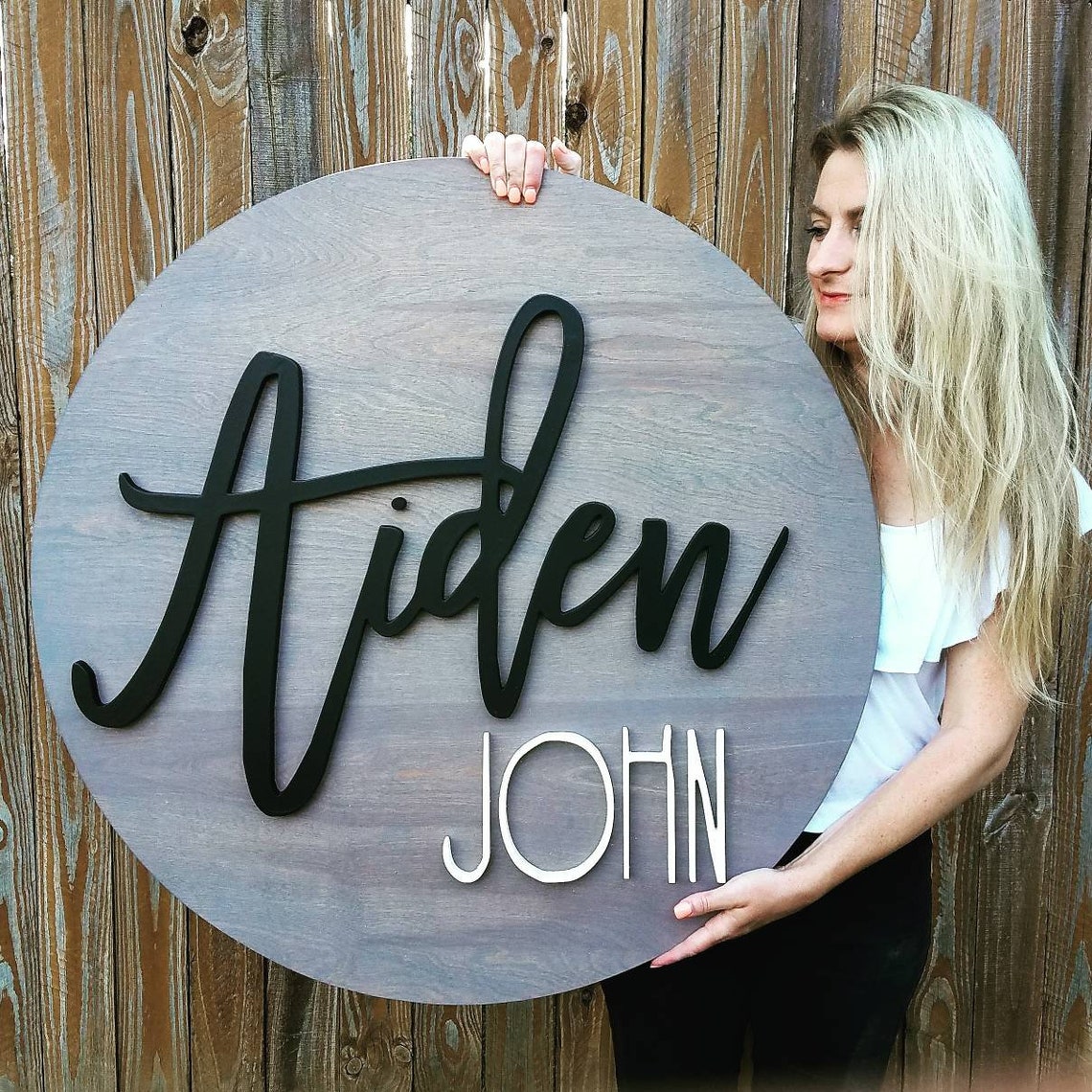 Round Wood Name Sign Custom Sign Wood Cutout Handcut Etsy