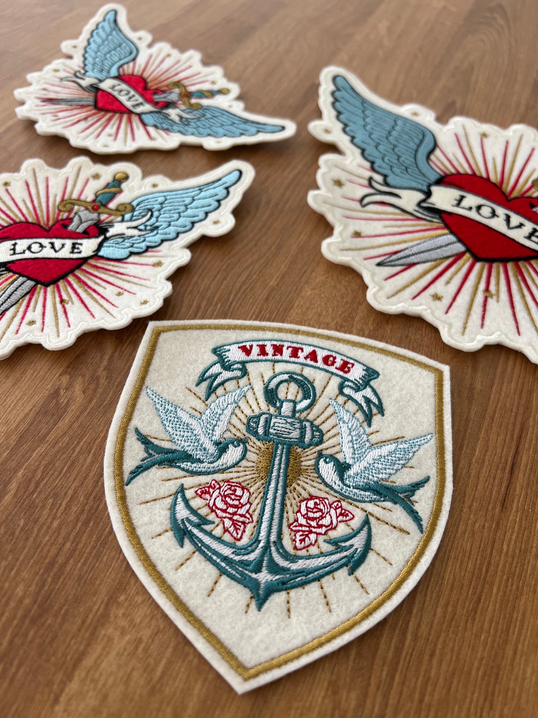 Embroidered Patch Vintage Anchor Crest Handmade in Etsy