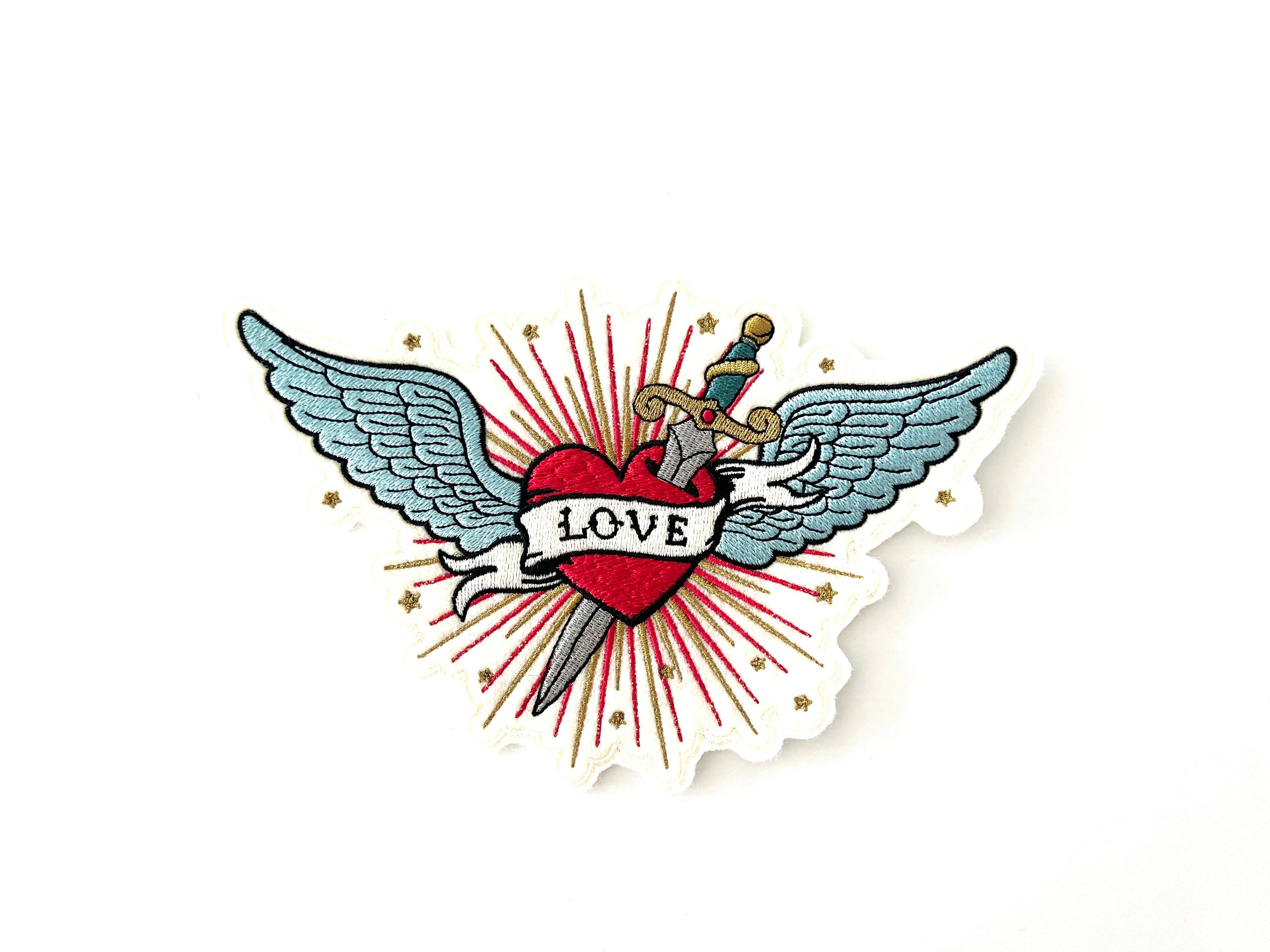 Heart wings Iron On Patch Heart Patches, Cartoon patches iron on  ,Embroidered Patch Iron, Patches For Jacket ,Logo Back Patch