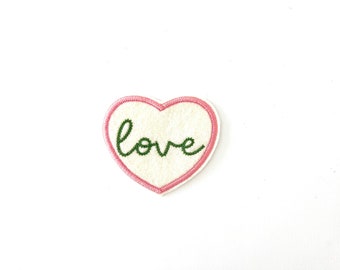 Embroidered Patch - Chain Stitch Love Heart - Handmade in Australia