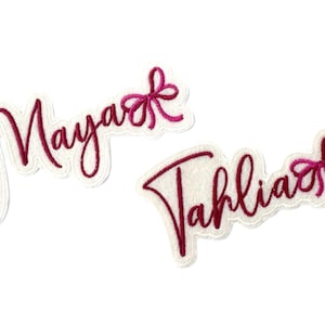 Custom Script Name Patch – Embroidered Bow Detail, Merino Wool Felt
