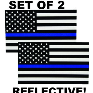 2 PACK Dunne Blauwe Lijn Sticker/Sticker *Reflecterend*