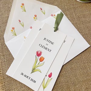 Faire part mariage champêtre, Motif Tulipe, Invitation florale pour mariage