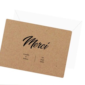 Carte de remerciements Mariage, Carte Merci personnalisée, style classique, Kraft naturel ou blanc