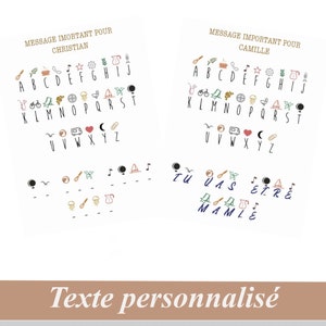 Annonce grossesse, Carte codée, Carte personnalisée, Annonce surprise originale, carte surprise