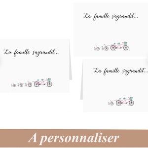 Carte Annonce grossesse "La famille s'agrandit" personnalisée, Tandem