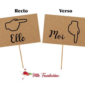 Firma LUI / LEI per gioco di nozze, mani di acronimo, kraft naturale e legno